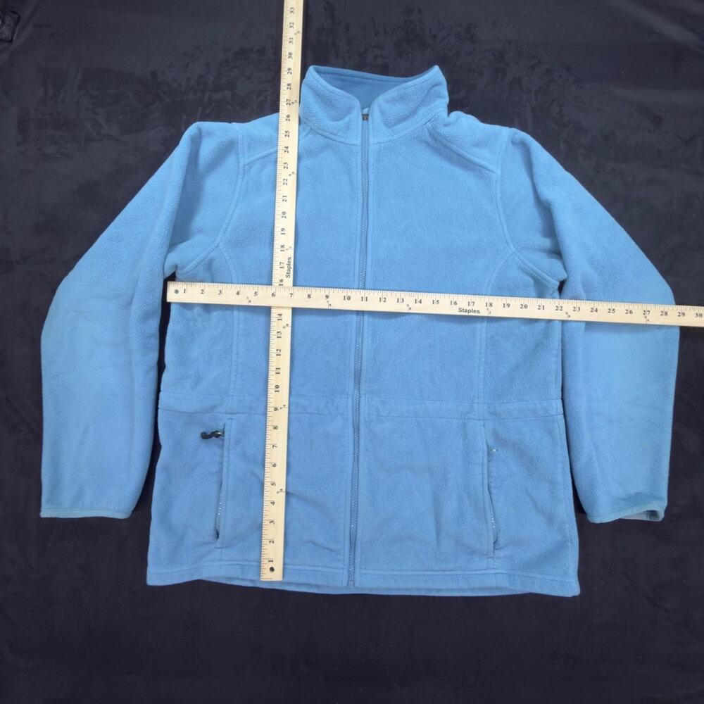 LL Bean Womens L Fleece Jacket Light Blue Full Zip Outdoor